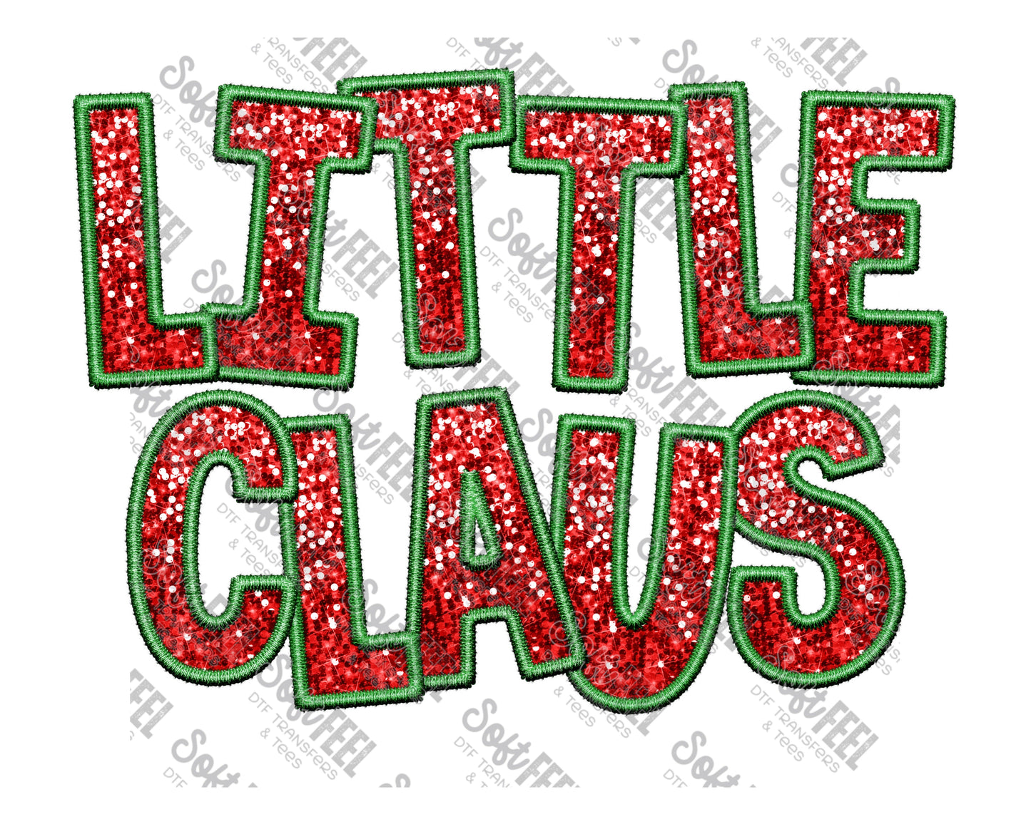 Christmas Sequin Little Claus - Christmas / Faux Embroidery - Direct To Film Transfer / DTF - Heat Press Clothing Transfer