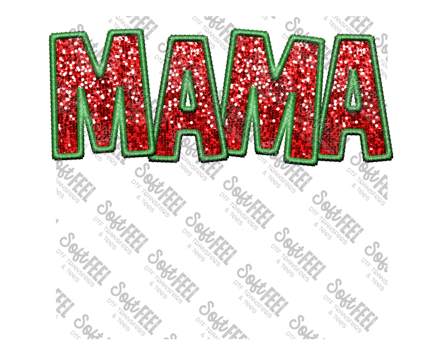 Christmas Sequin Mama - Christmas / Faux Embroidery - Direct To Film Transfer / DTF - Heat Press Clothing Transfer