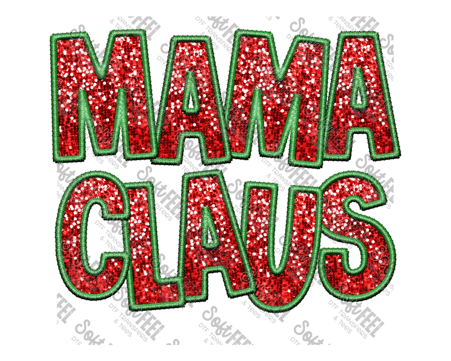 Christmas Sequin Mama Claus - Christmas / Faux Embroidery - Direct To Film Transfer / DTF - Heat Press Clothing Transfer