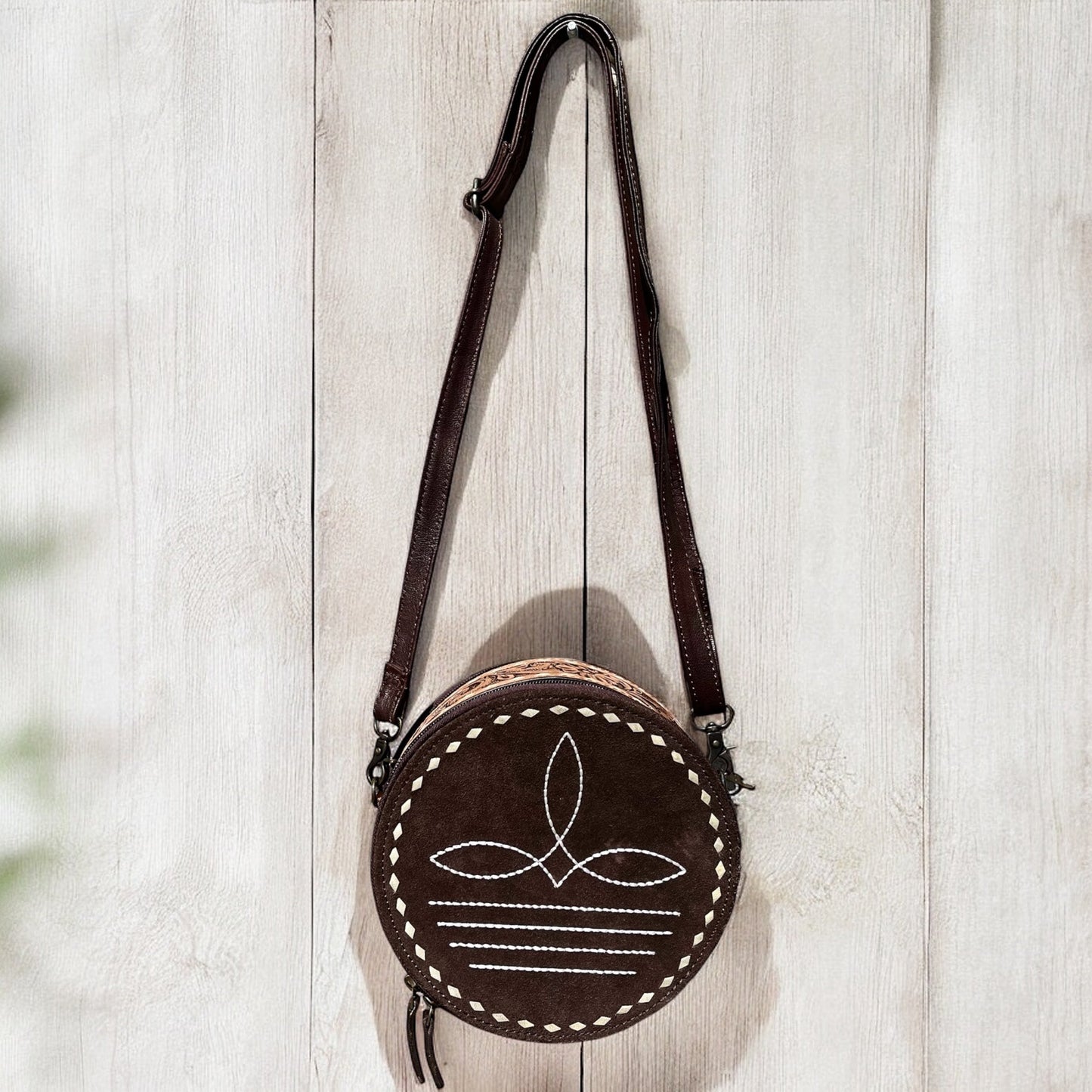 BootStitch suede canteen crossbody bag