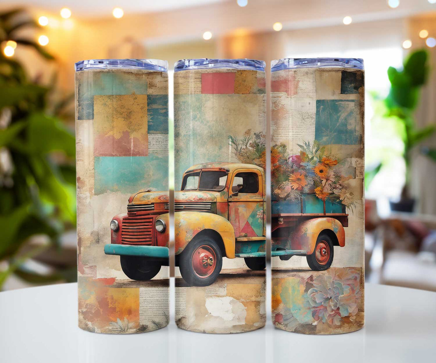 Flower Farm Truck Tumbler 20 oz Insulated Stainless Steel