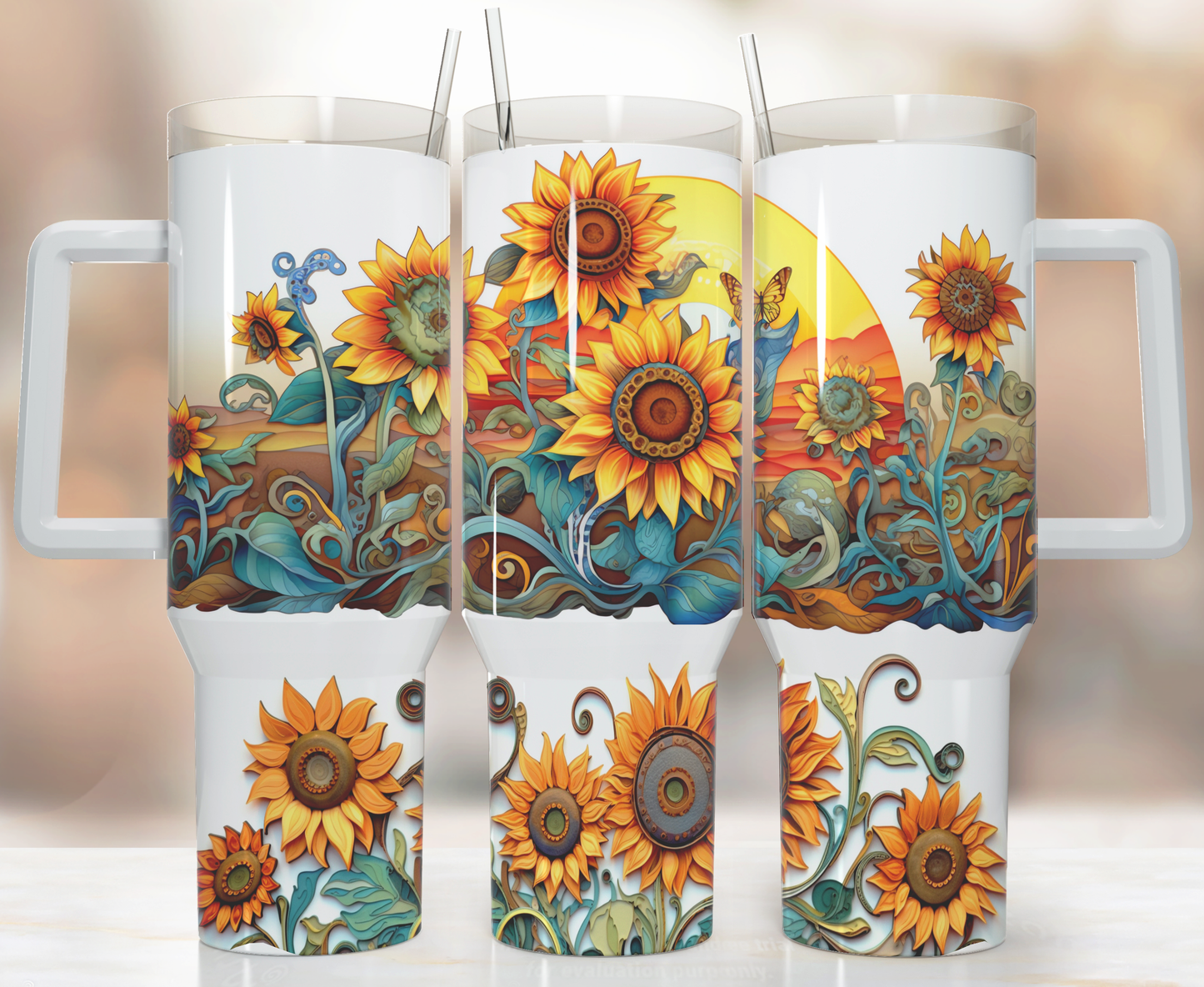 Sunflower Farm Themed 40 oz. Stainless steel tumbler