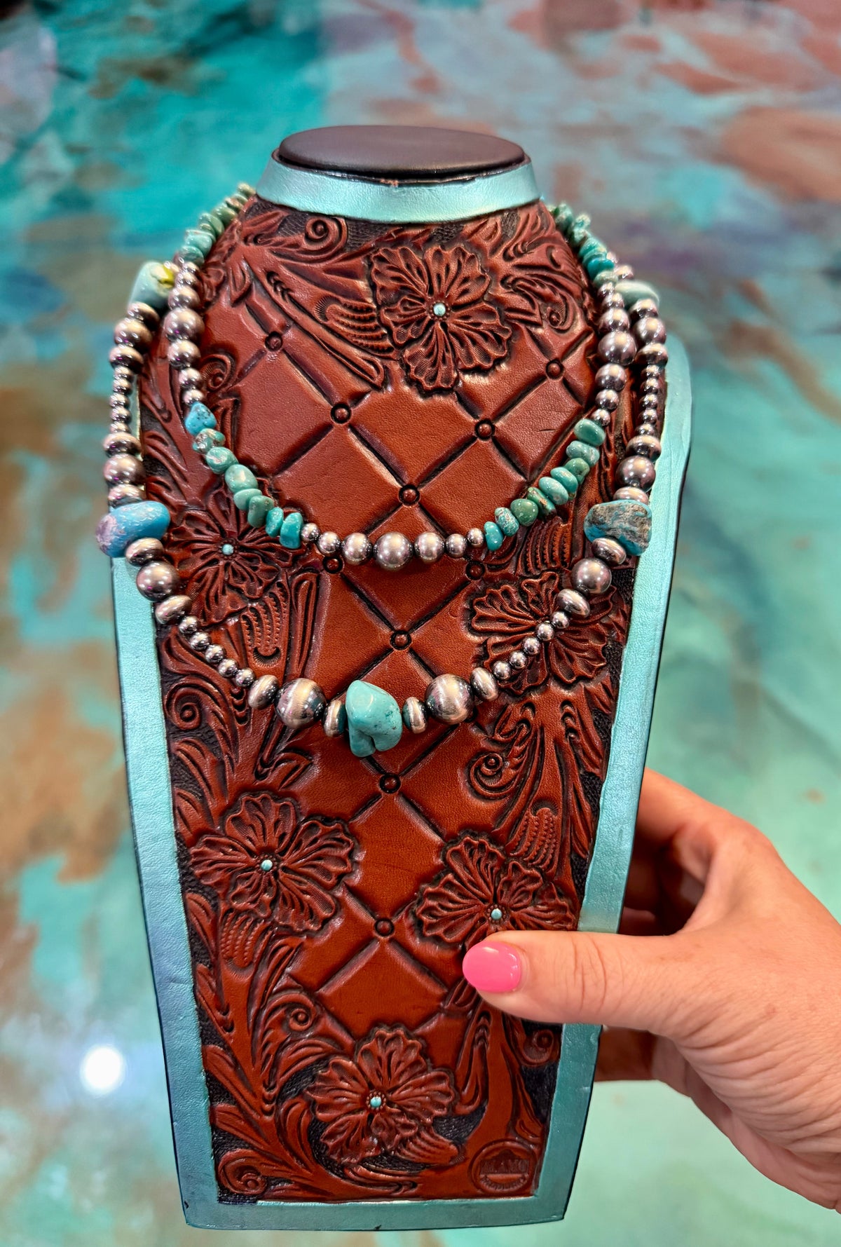 Jaci Stack – Freeform Blue Turquoise & Sterling Silver Necklaces
