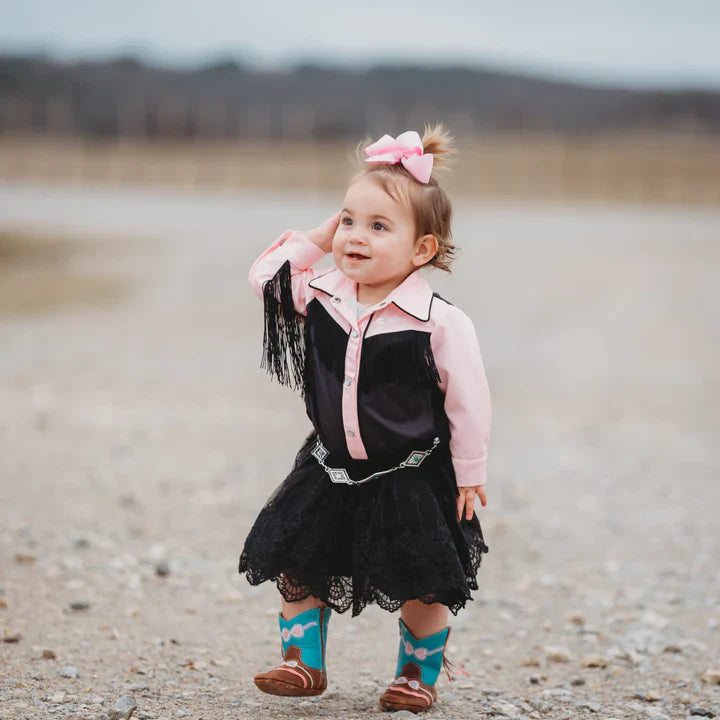 Shea Baby Pink Vintage Pearl Snap Onesie