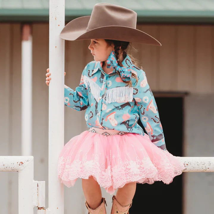 Shea Baby Turquoise Cowgirl Pearl Snap Shirt