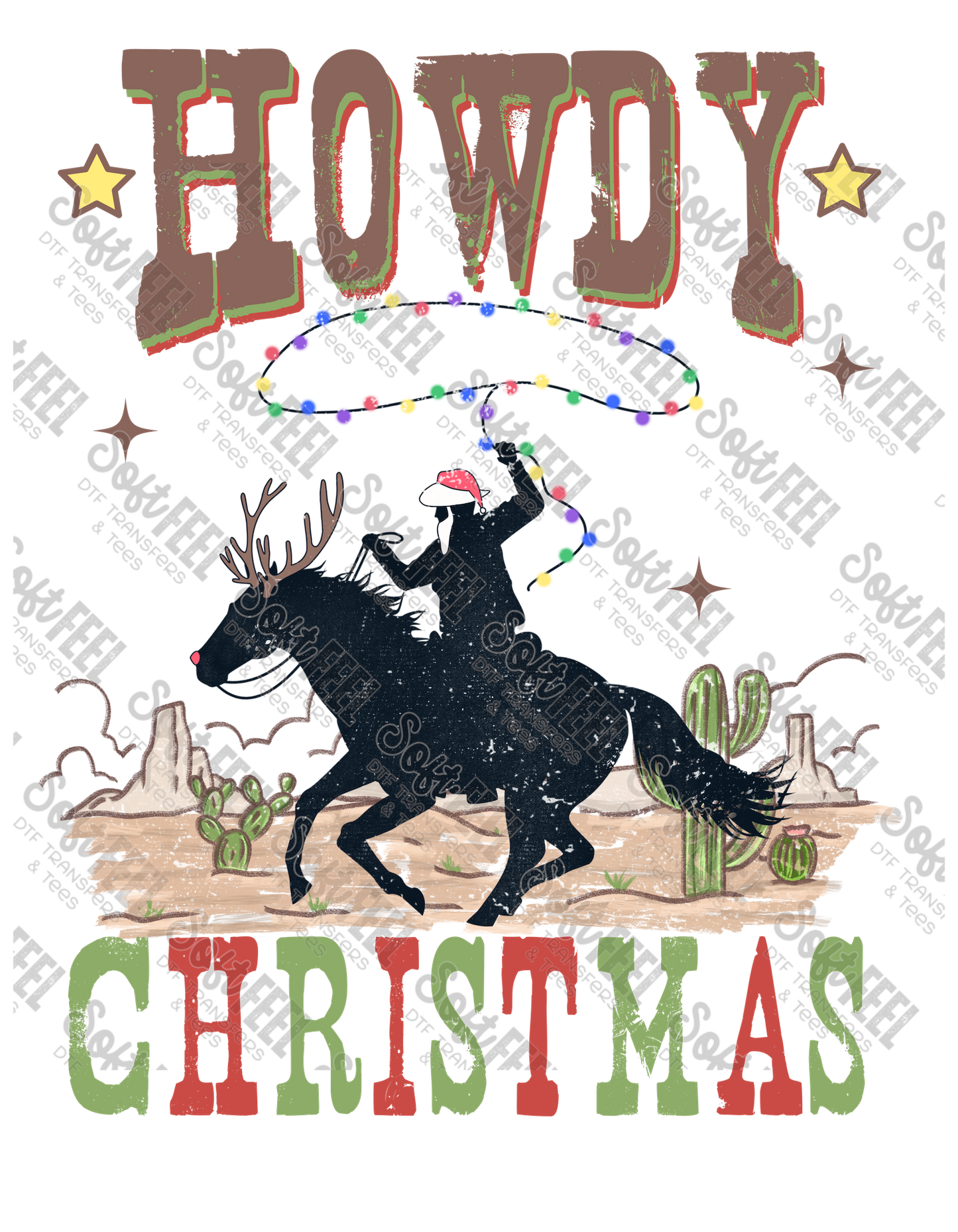 Howdy Christmas - Youth / Christmas / Western - Direct To Film Transfer / DTF - Heat Press Clothing Transfer
