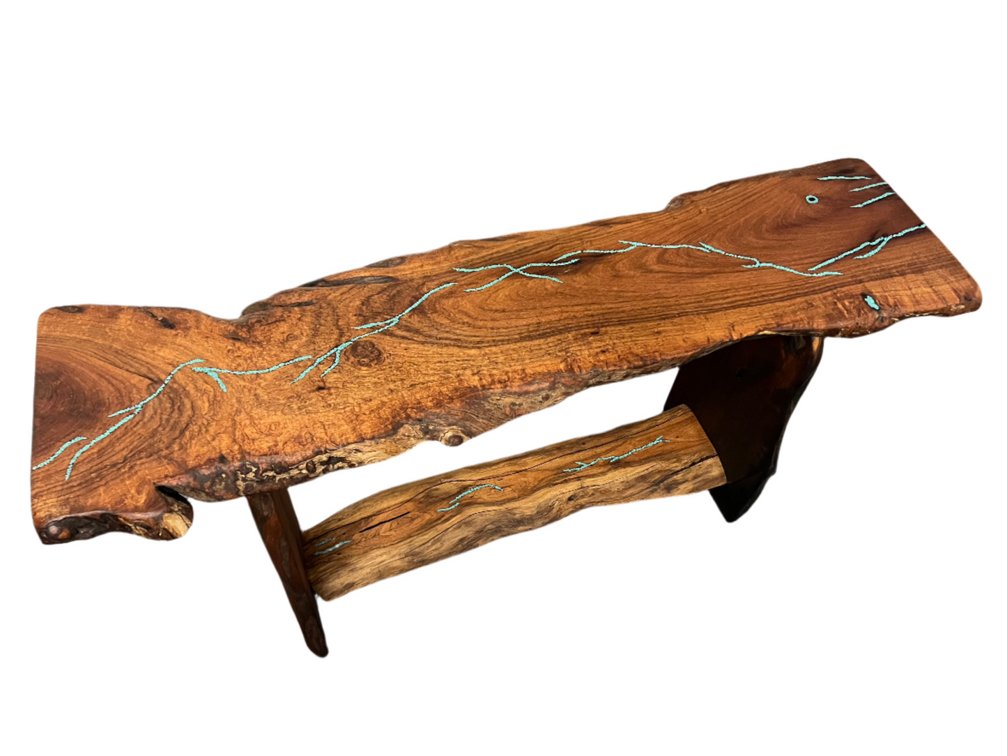 Mesquite Rustic Sofa Table with Turquoise Mod.2
