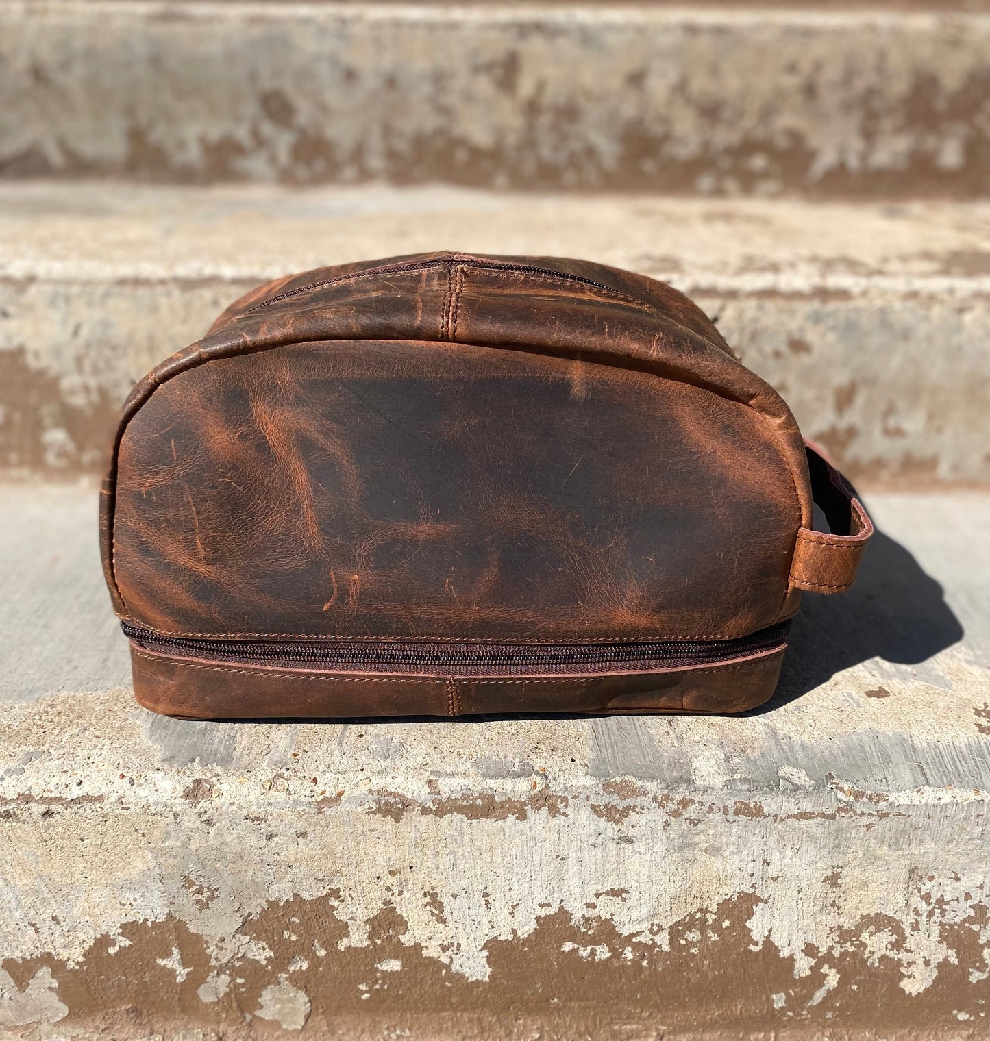 Large Vintage Leather Toiletry Bag