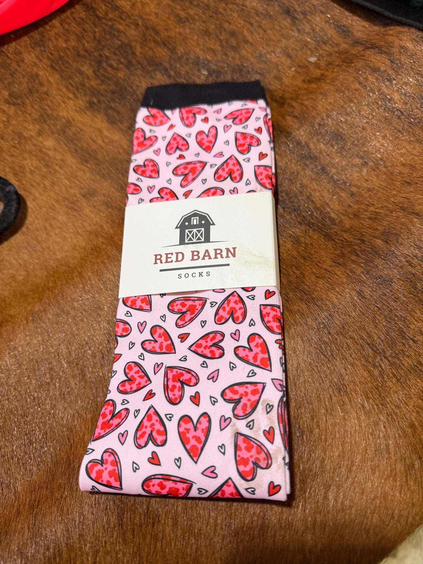 Hearts REd Barn Boot Socks
