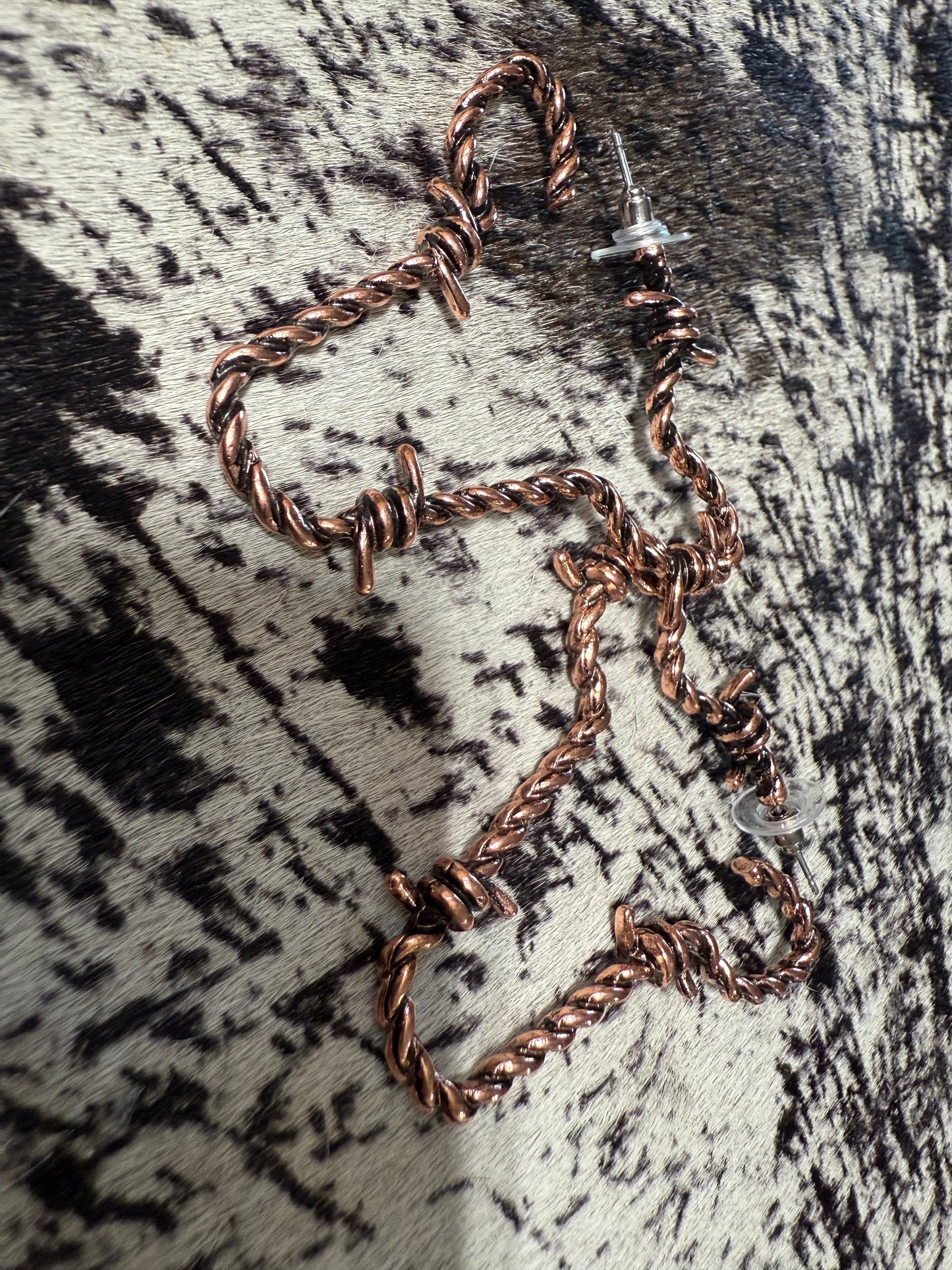 Lightweight Barb Wire Cow Head Earrings