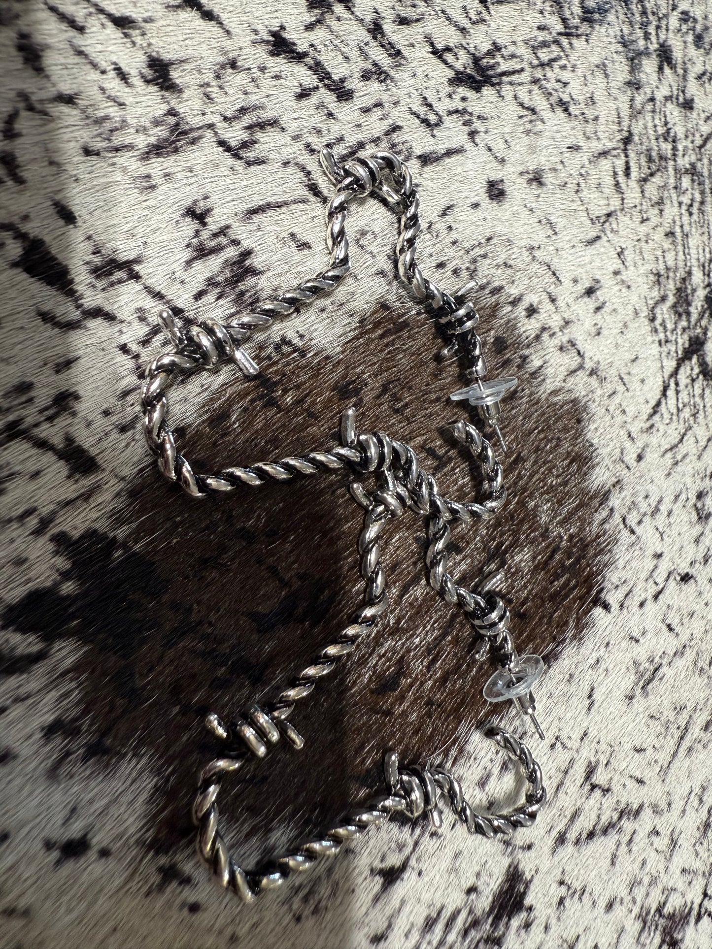Lightweight Barb Wire Cow Head Earrings