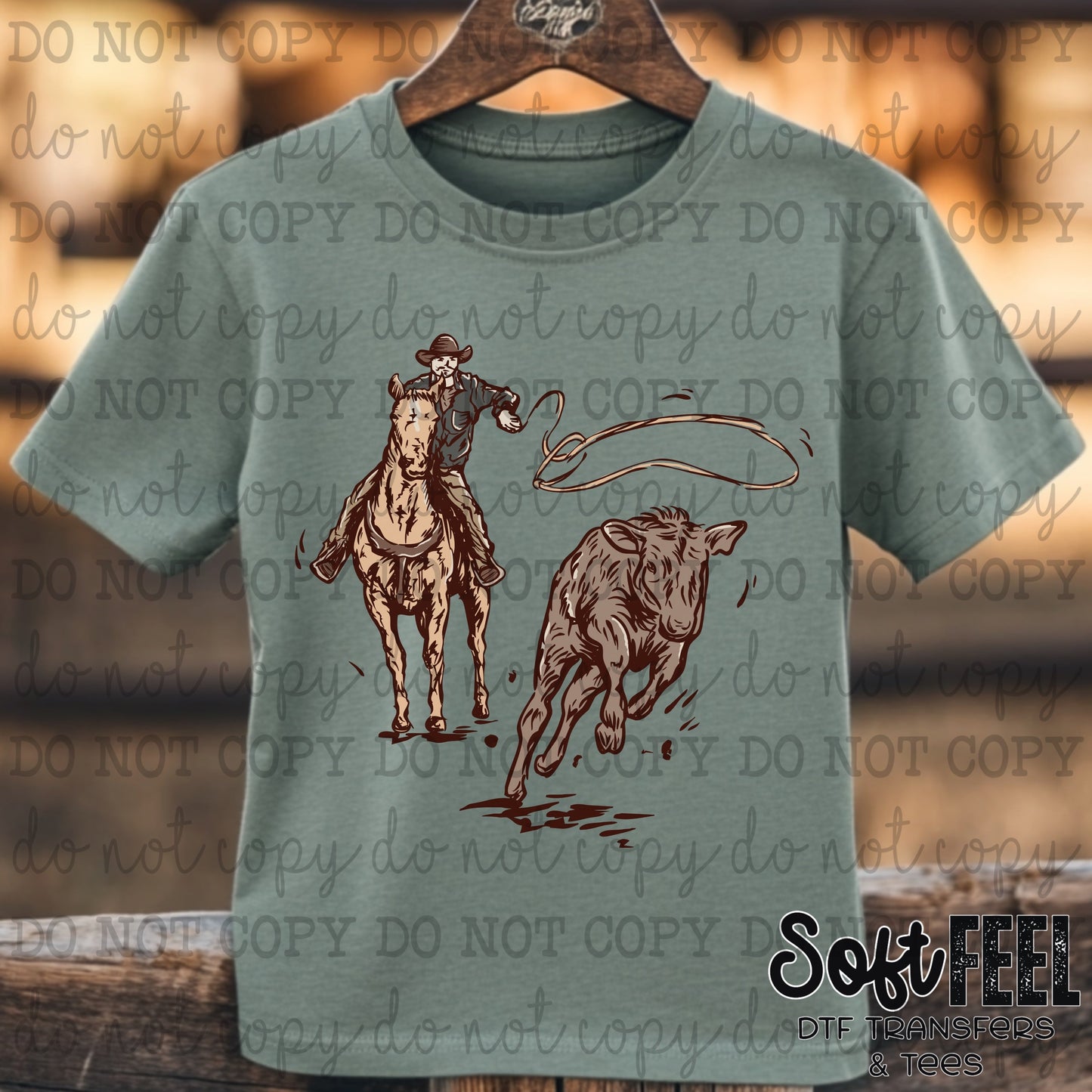 Calf Roper - country western - Direct To Film Transfer / DTF - Heat Press Clothing Transfer