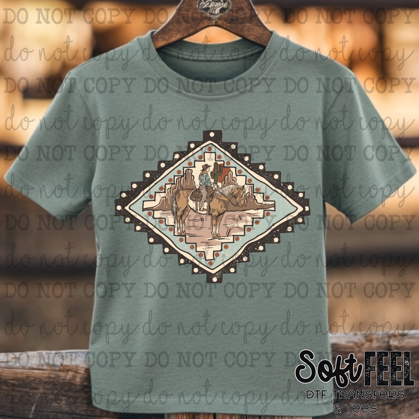 Cowgirl on Horse - country western - Direct To Film Transfer / DTF - Heat Press Clothing Transfer