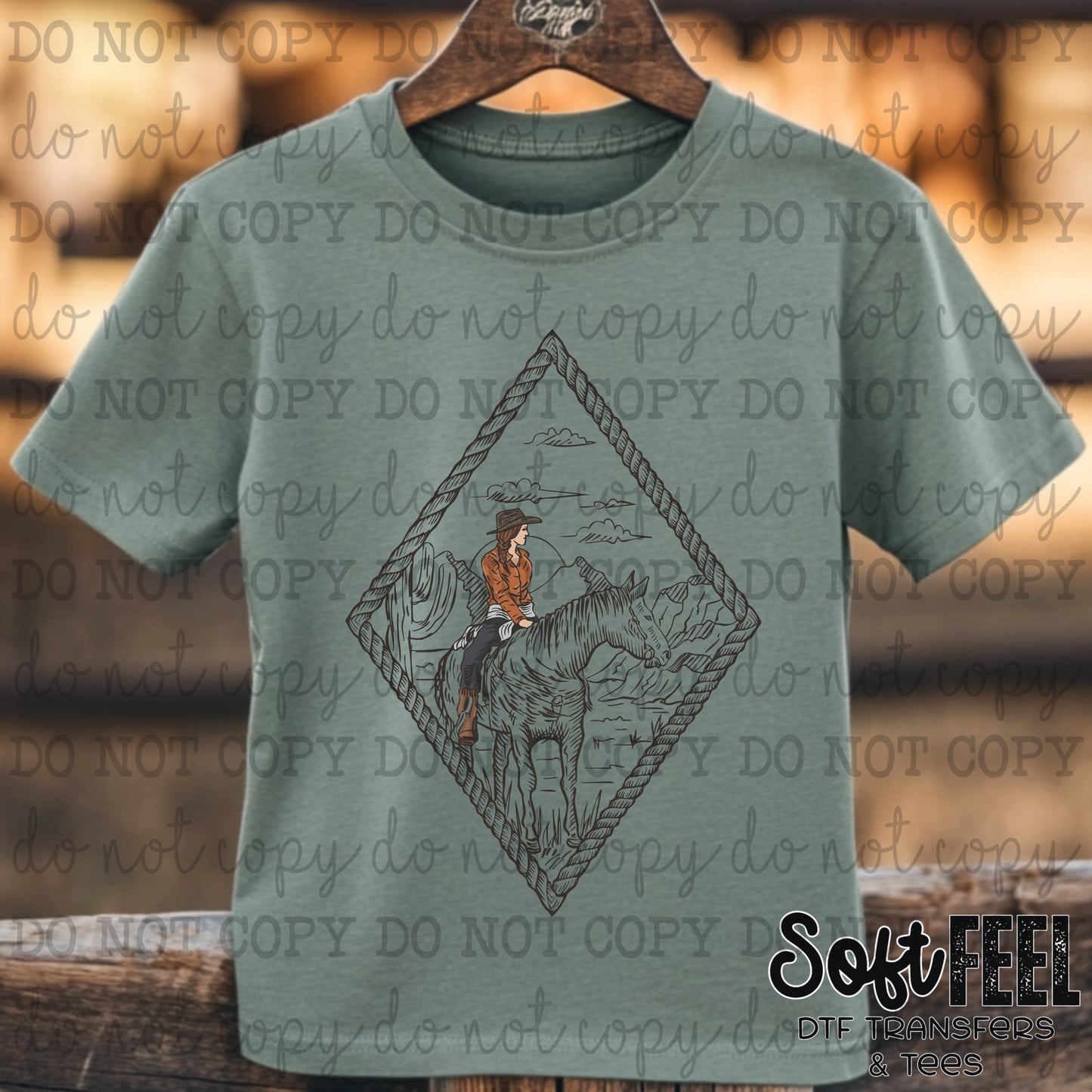 Cowgirl Mural- country western - Direct To Film Transfer / DTF - Heat Press Clothing Transfer