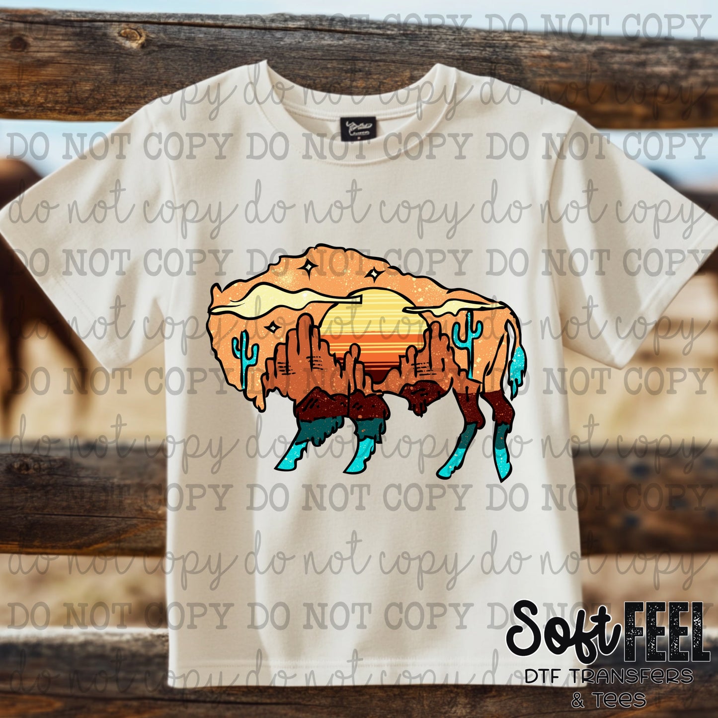 Aztec Sky Buffalo - country western - Direct To Film Transfer / DTF - Heat Press Clothing Transfer
