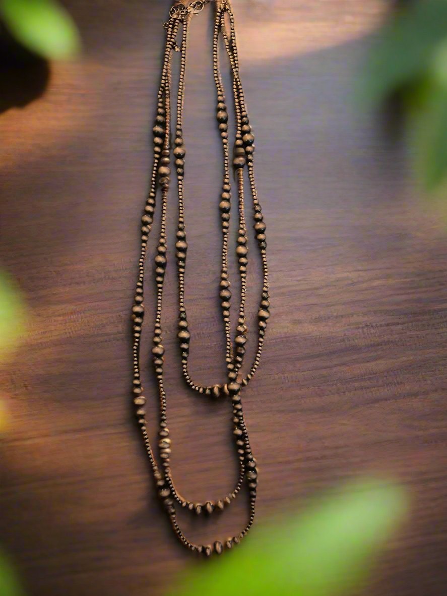 Copper Tri-Level Navajo Pearl Necklace