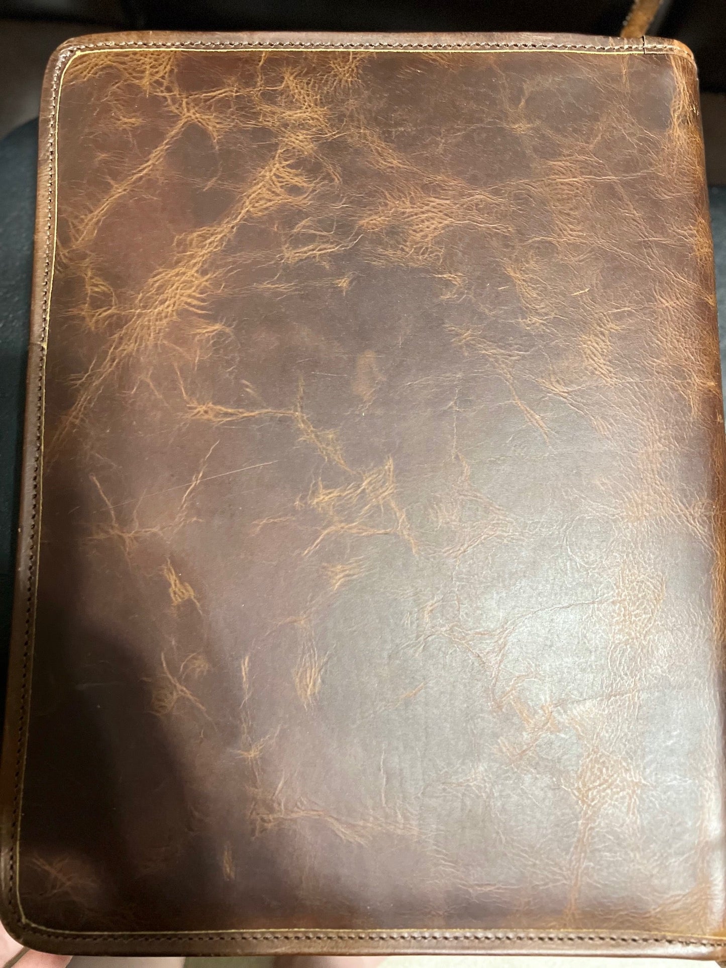 Leather Hand Tooled Western Portfolio with Zipper Close
