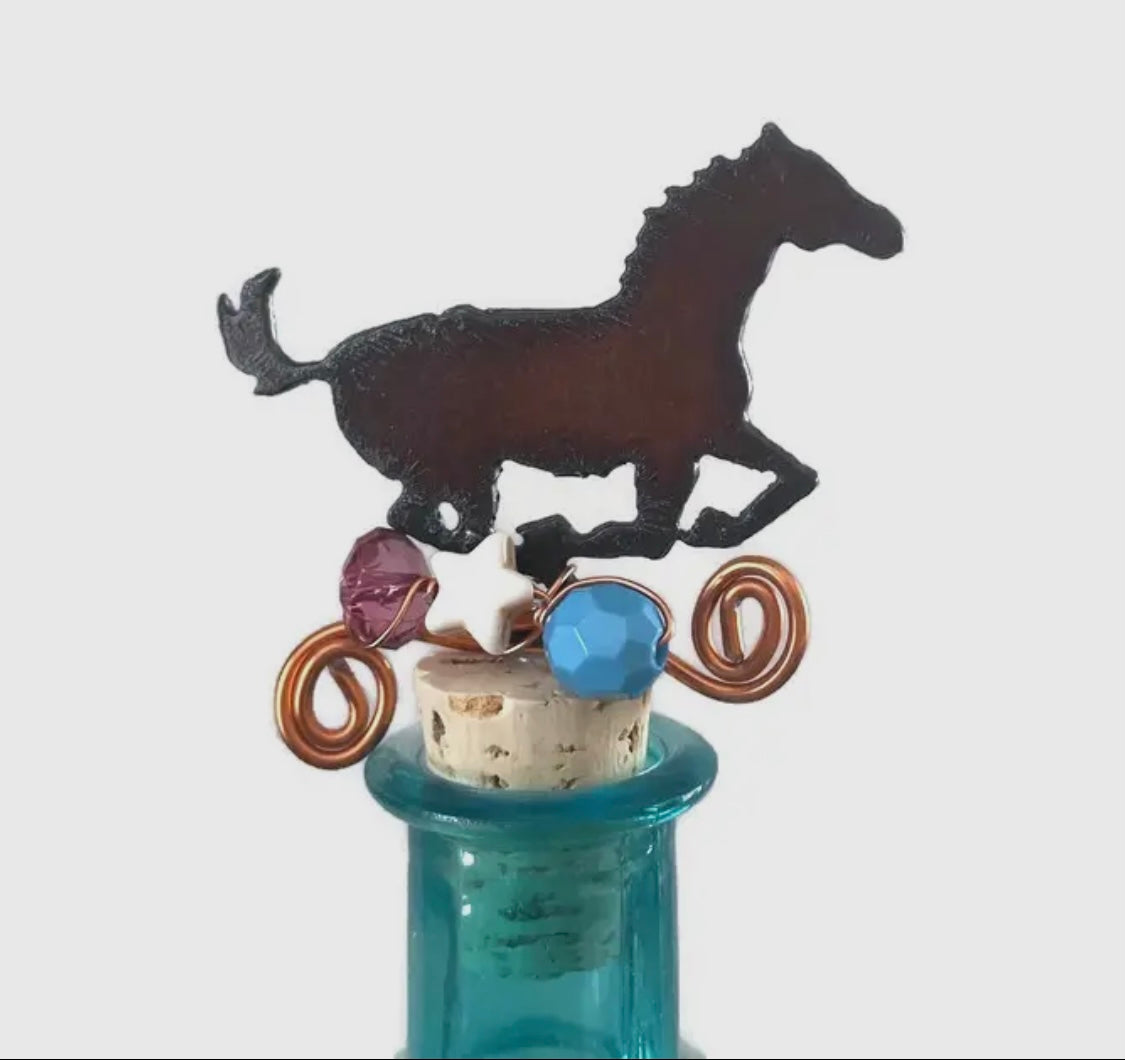 Rustic Metal Wine cork with beads and wire
