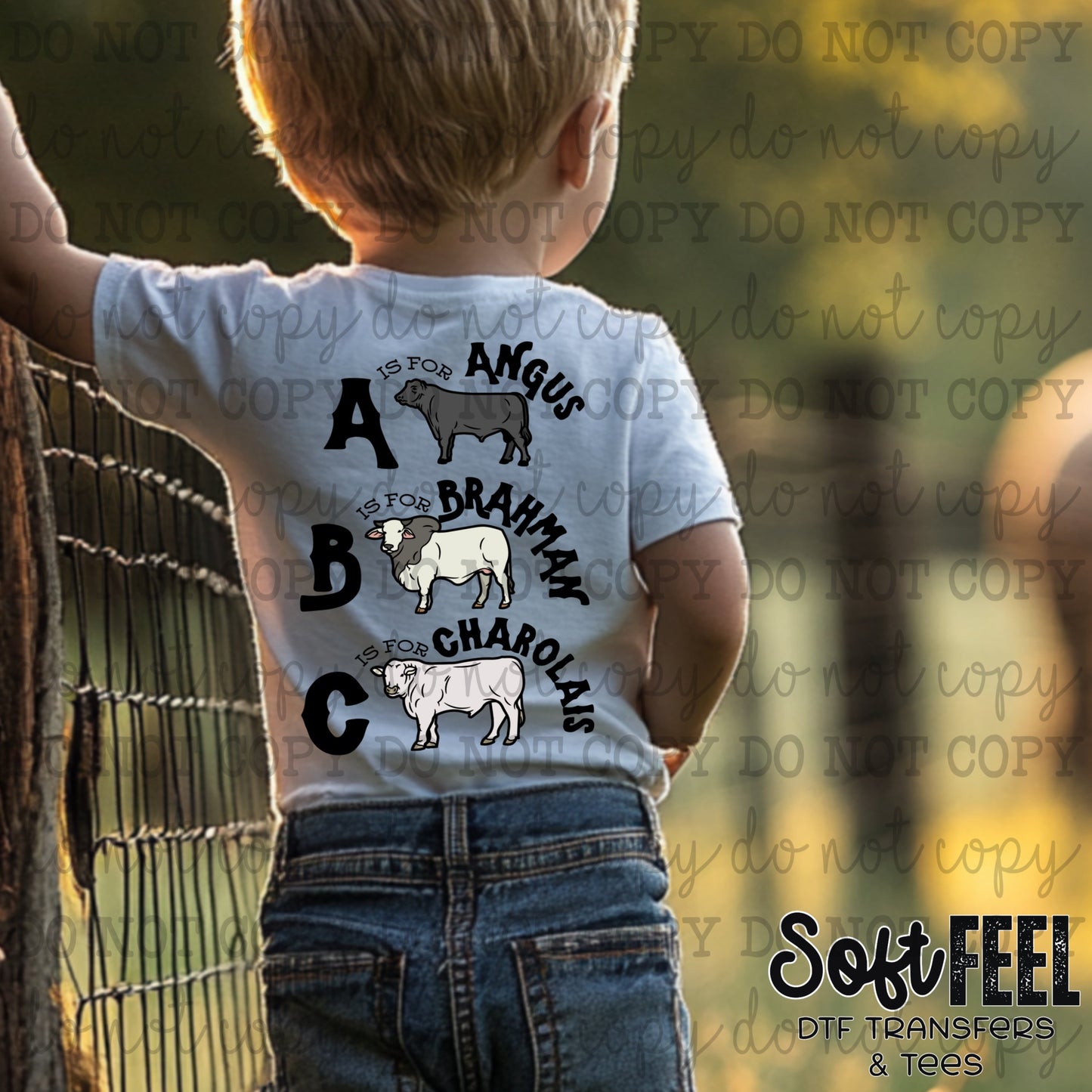 A Is For Angus Cattle - youth country western - Direct To Film Transfer / DTF - Heat Press Clothing Transfer
