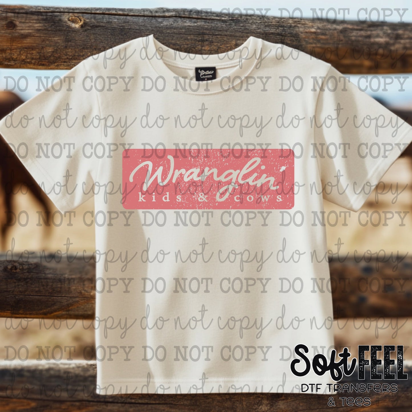 Wranglin Kids & Cows - country western - Direct To Film Transfer / DTF - Heat Press Clothing Transfer