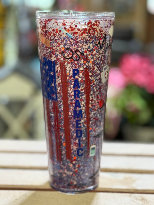 24 Oz Still Glitter Acrylic Paramedic Tumbler