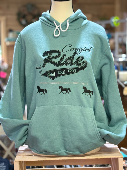 Barn Star Swag Bella Canvas Embroidered Cowgirl Ride Hoodie with Bling