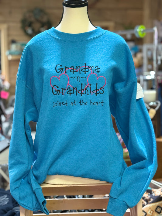 Barn Star Swag Embrodiered Grandma n Grandkids Crew neck