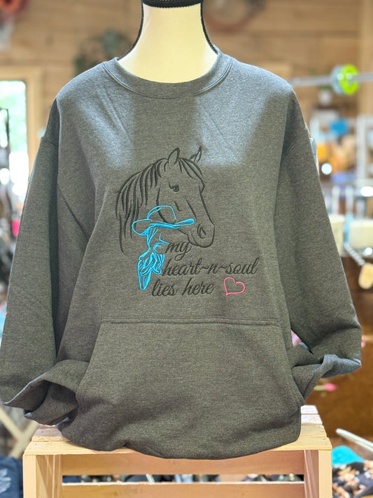 Barn Star Swag Embrodiered Heart n Soul Crew with Pockets