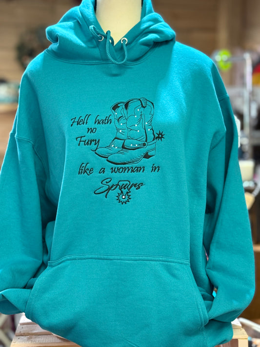 Barn Star Swag Bling Embrodiered Hell Hath No Fury Spurs Hoodie