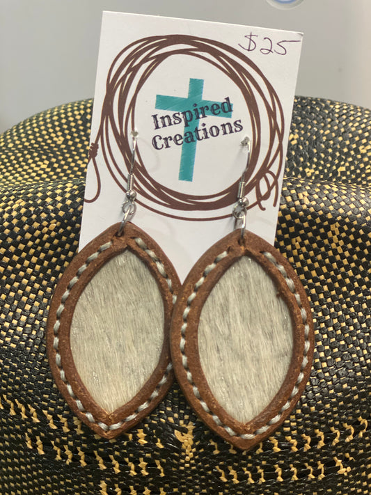Hair on Hide Tear Drop Leather Earrings