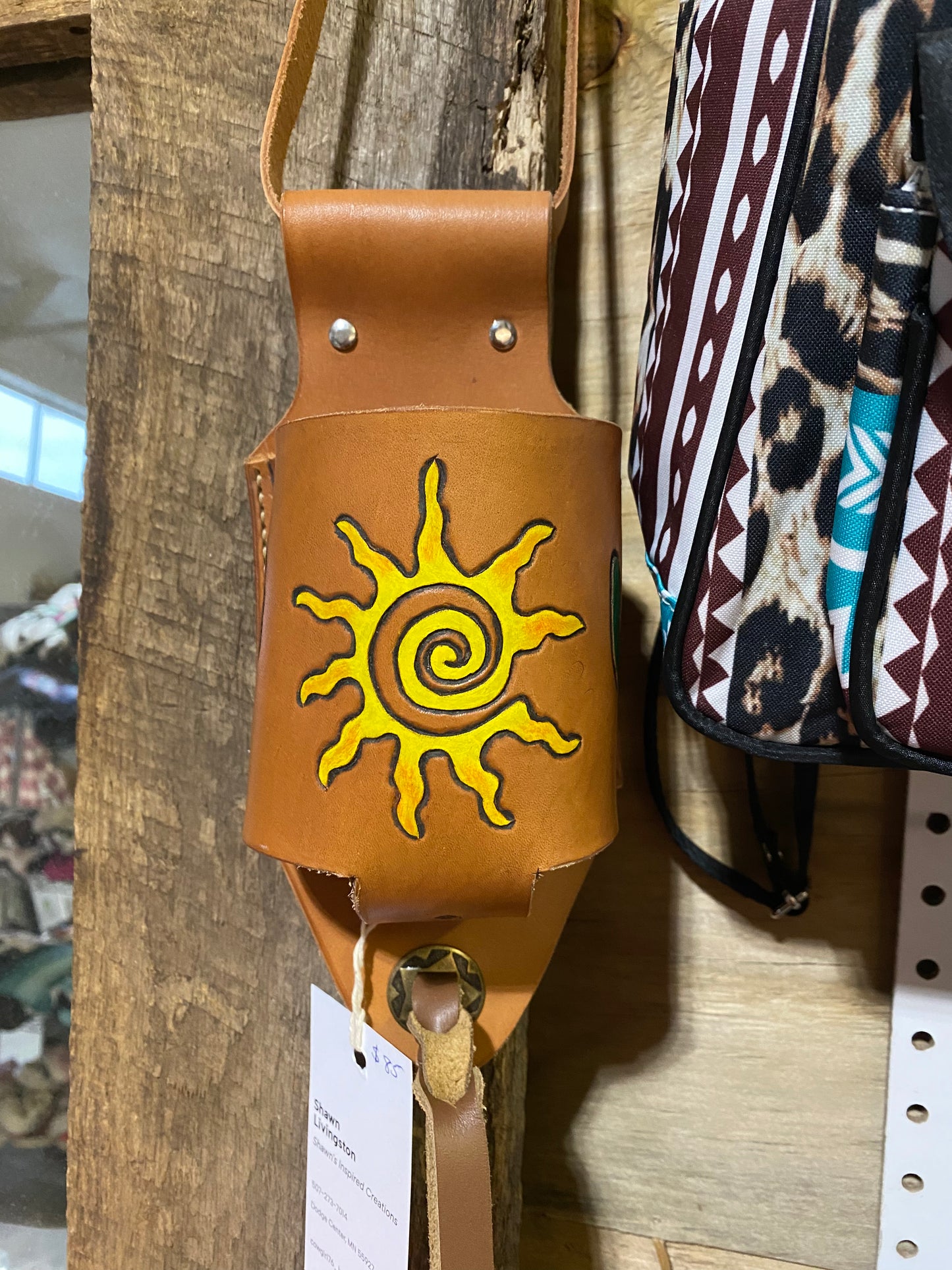 Leather Hand Painted Beverage Holder