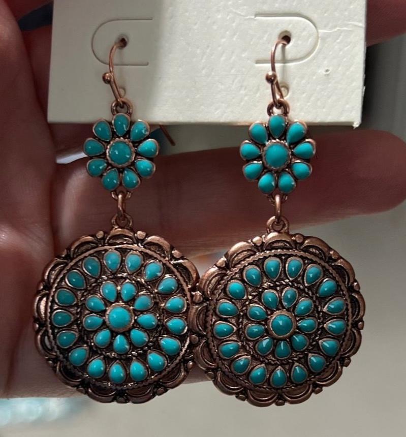 Double Concho Dangle Earrings