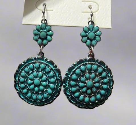 Double Concho Dangle Earrings