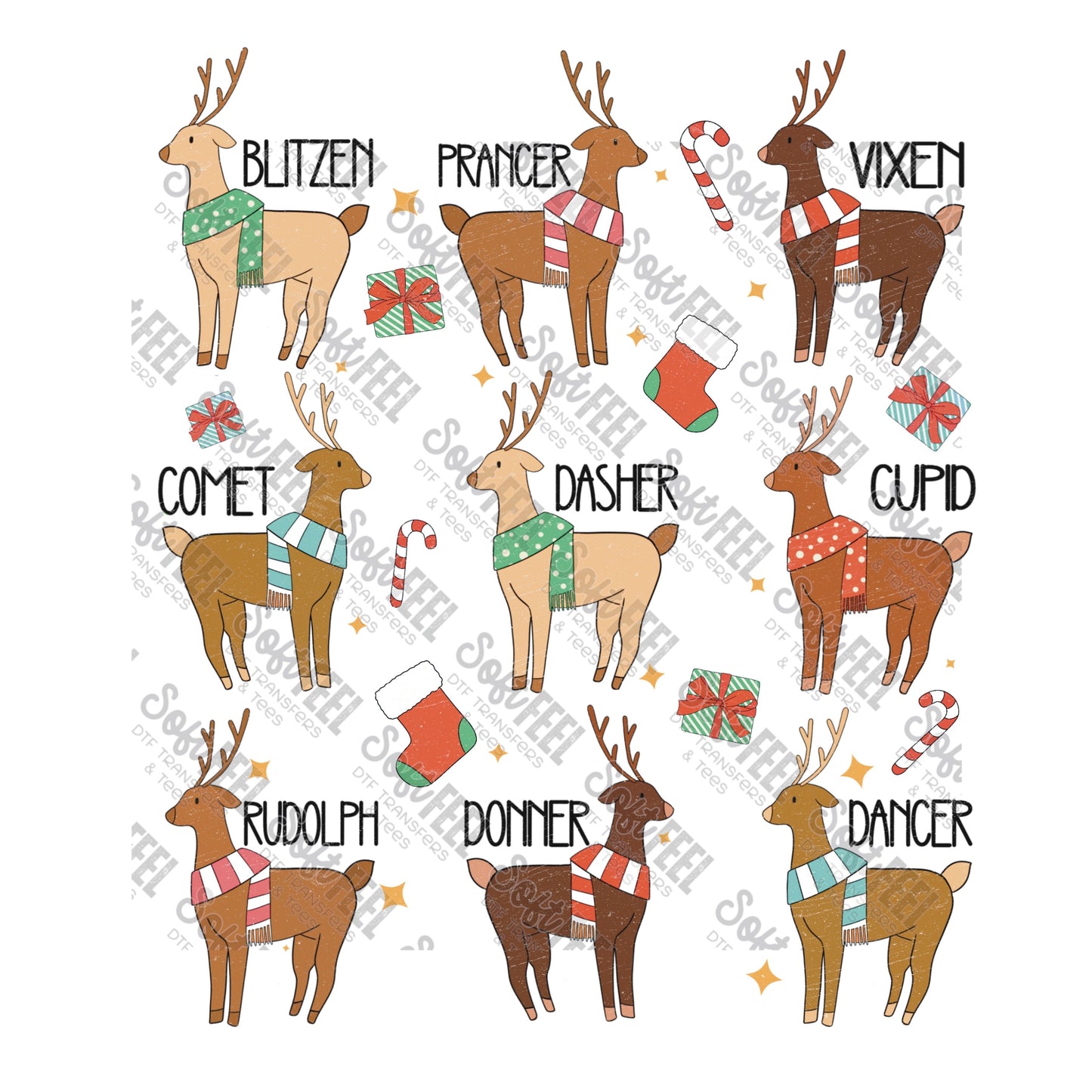 Santas Reindeer - Christmas - Direct To Film Transfer / DTF - Heat Press Clothing Transfer