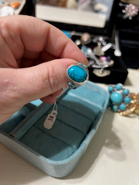 Assorted turquoise size 7 western style rings