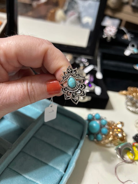 Assorted turquoise size 7 western style rings