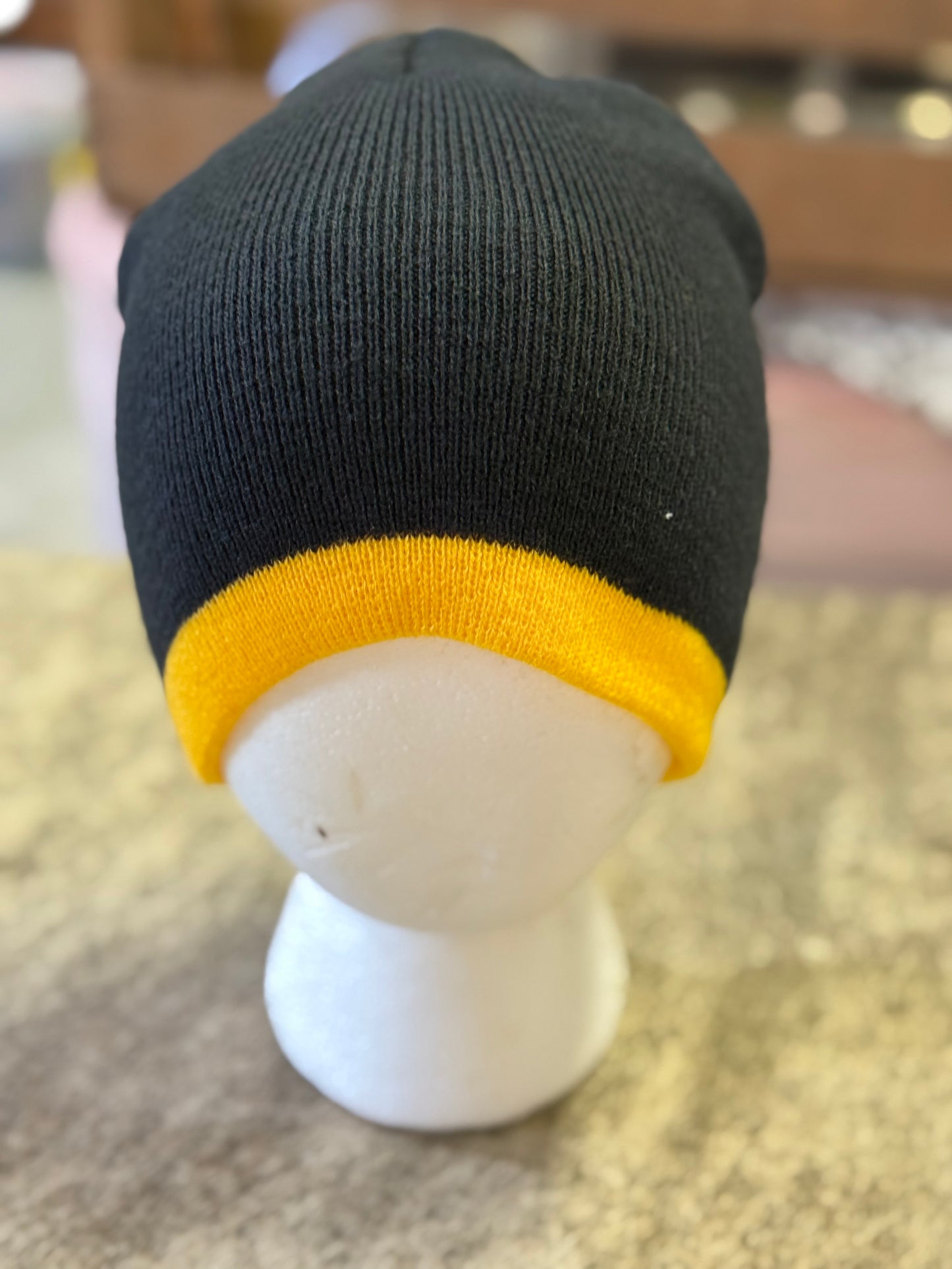 Black and Black and Yellow Blank Stocking Hats