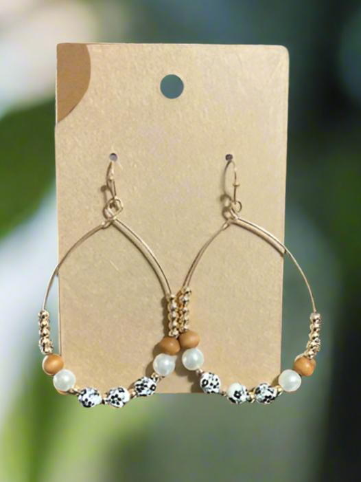 Beaded Dangle Hoop Earrings