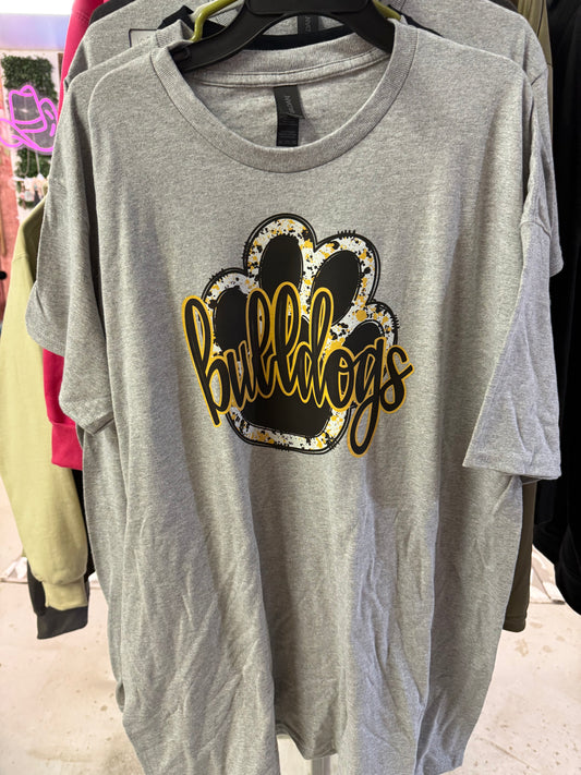 Yellow and Black Paw Print Bulldog Tee
