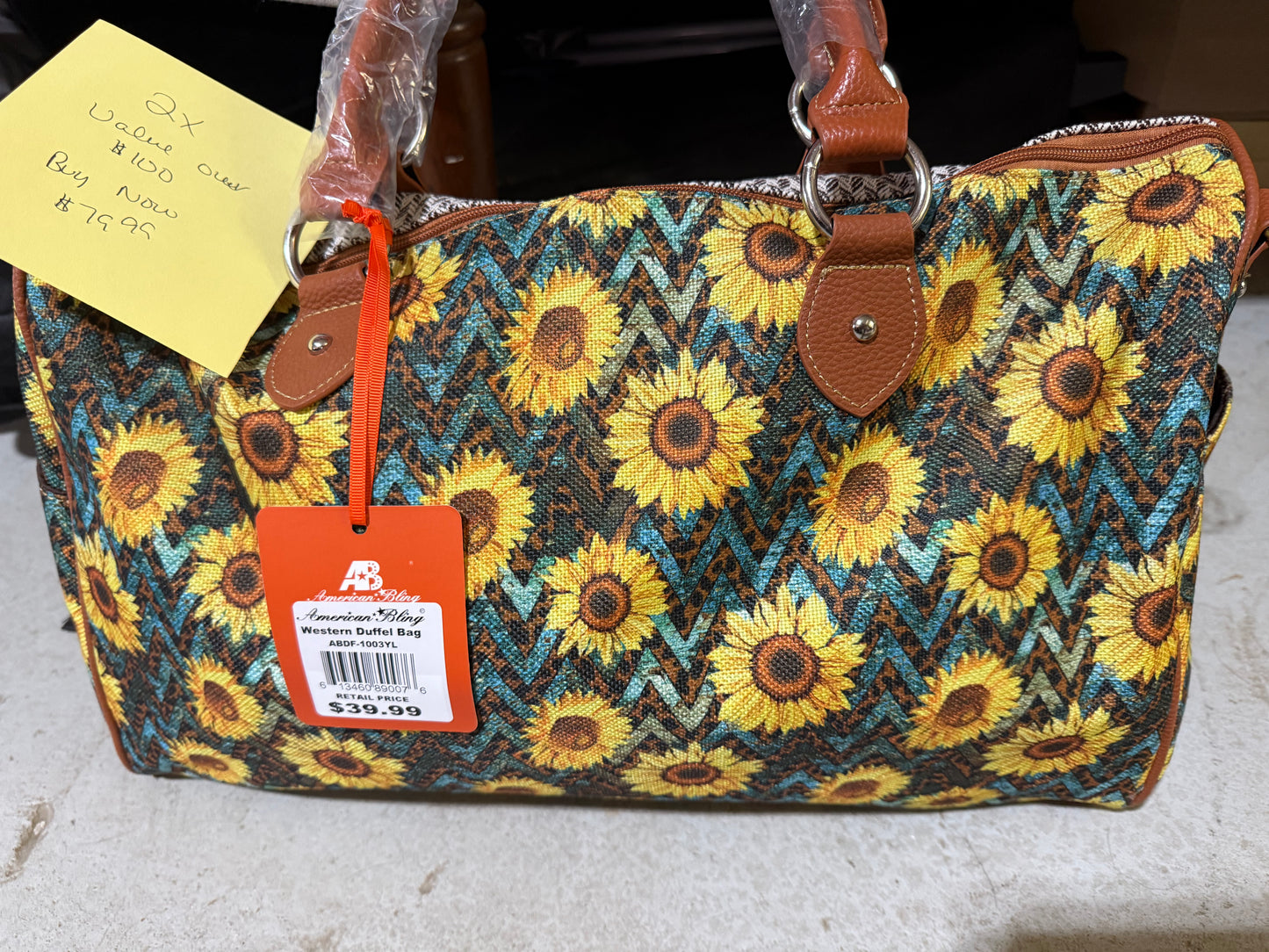 sunflower Duffle bag filled with 2X Clothing and other fun items!!