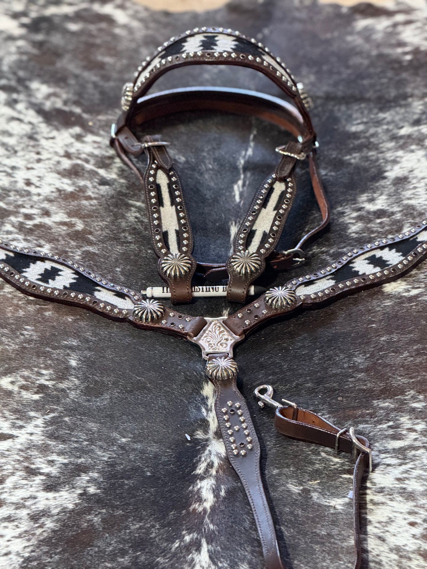 Genuine Leather with Pendalton inlay Brow Band Tack Set