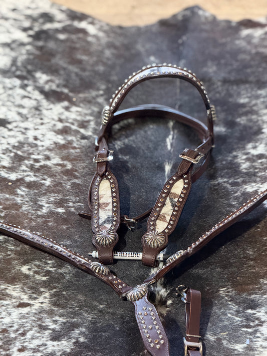 Genuine Leather with Pendalton inlay Brow Band Tack Set