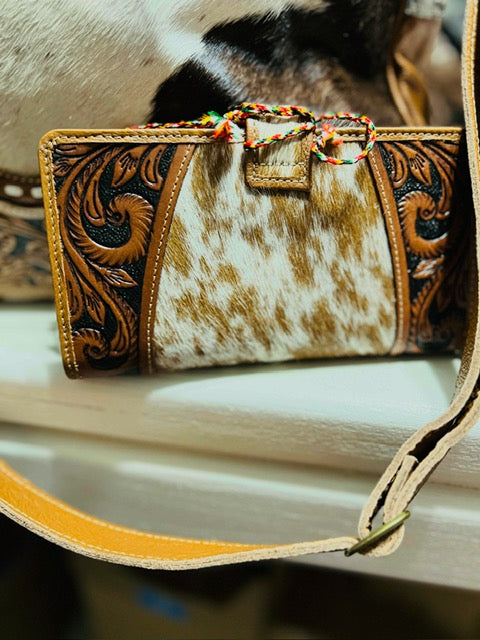 Hair on Hide Genetic Hand-Tooled Bag by Myra Bag