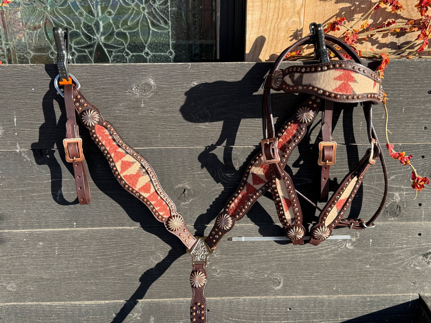 Genuine Leather with Pendalton inlay Brow Band Tack Set