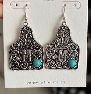 Cow Tag Letter Earrings