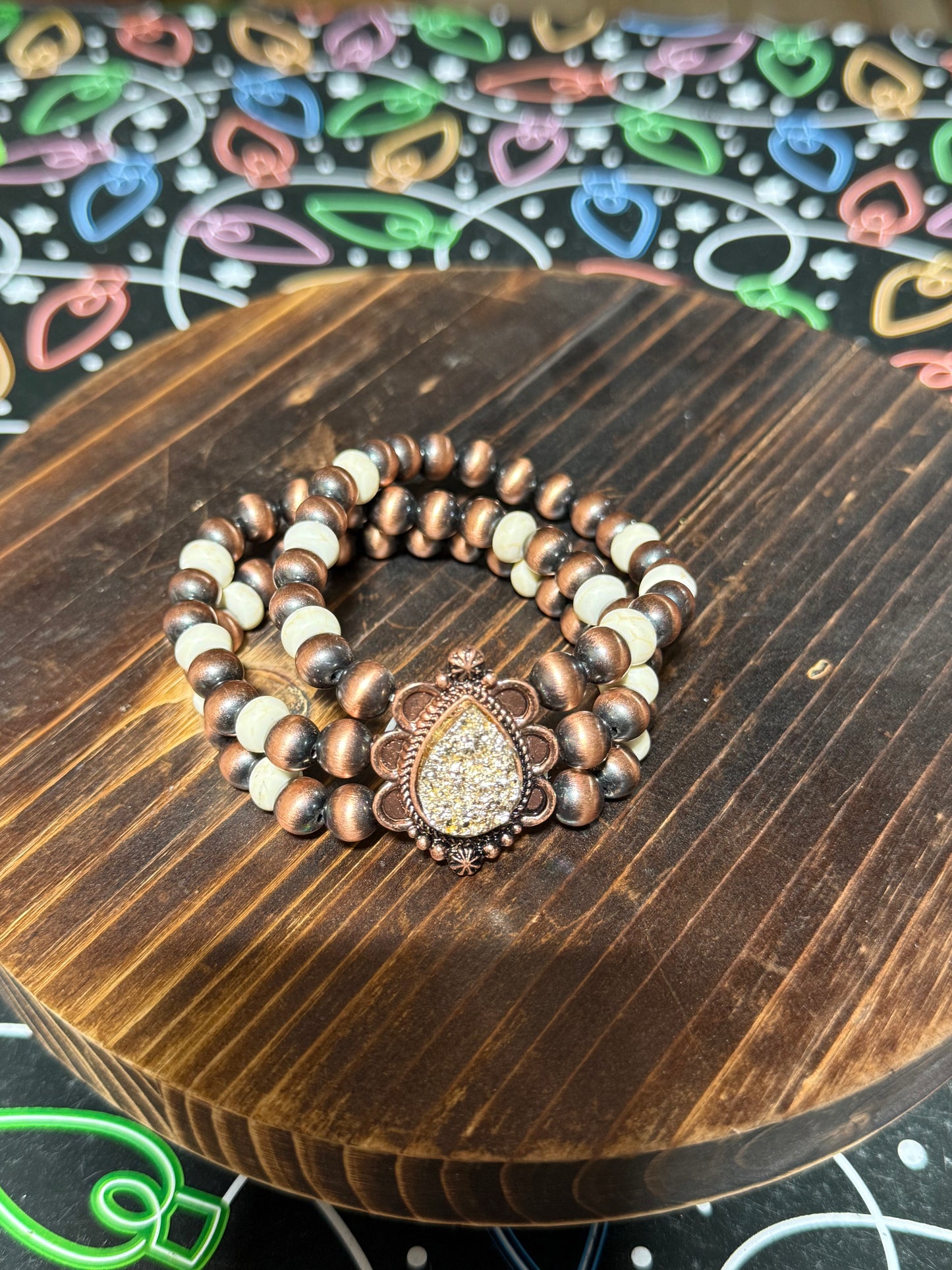 Hippie Brand Faux Bead Stretch Bracelet