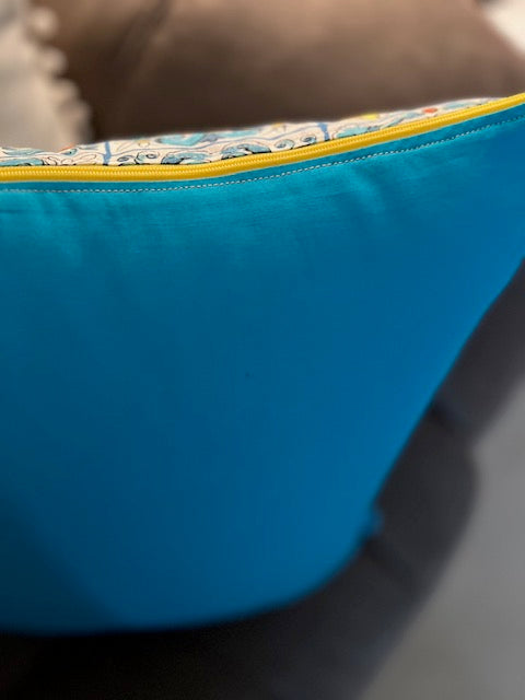 Mediterranean Turquoise and Yellow Tiled Pillow Covers - Set of 2