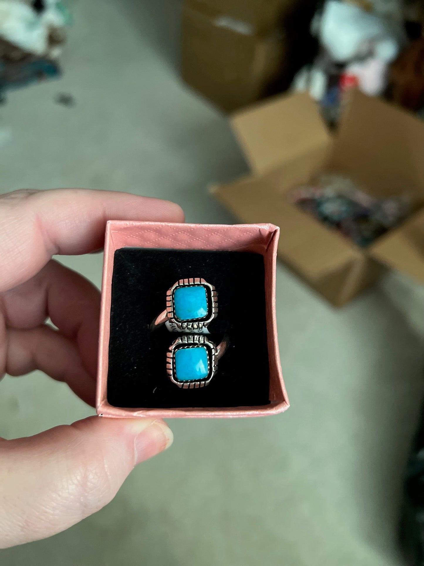 Navajo Handmade - Aaron Begay Crossover Genuine Turquoise in Sterling Silver Ring