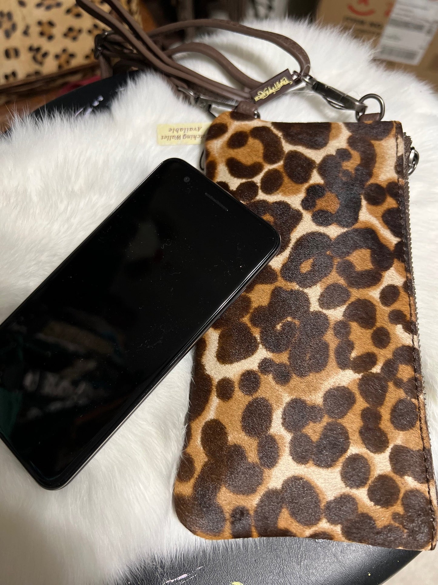 Leather Leopard Phone Wallet Crossbody
