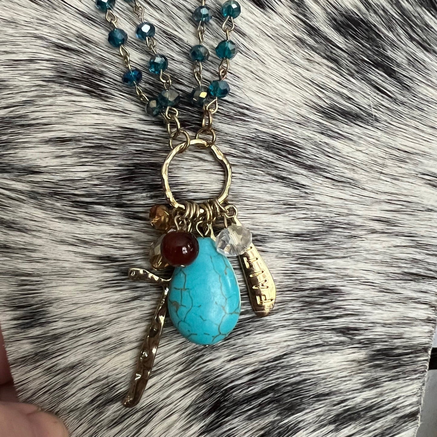 Faith Can Move Mountains Cross Charm Necklace Set
